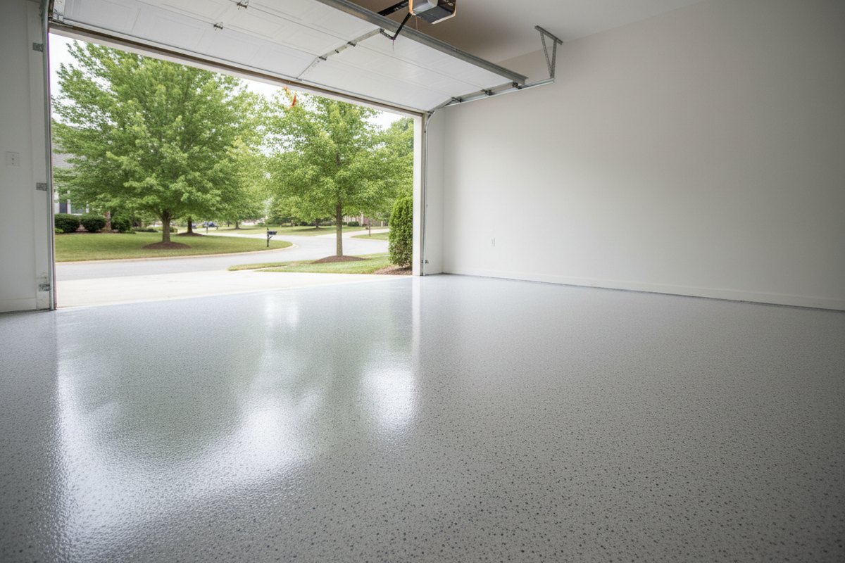 Epoxy-coated garage floor at a Farragut, TN home