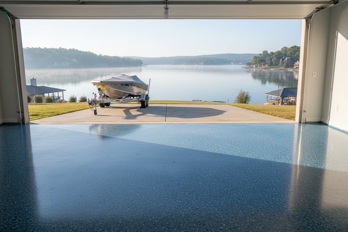 Epoxy-coated garage floor at a Lenoir City, TN home