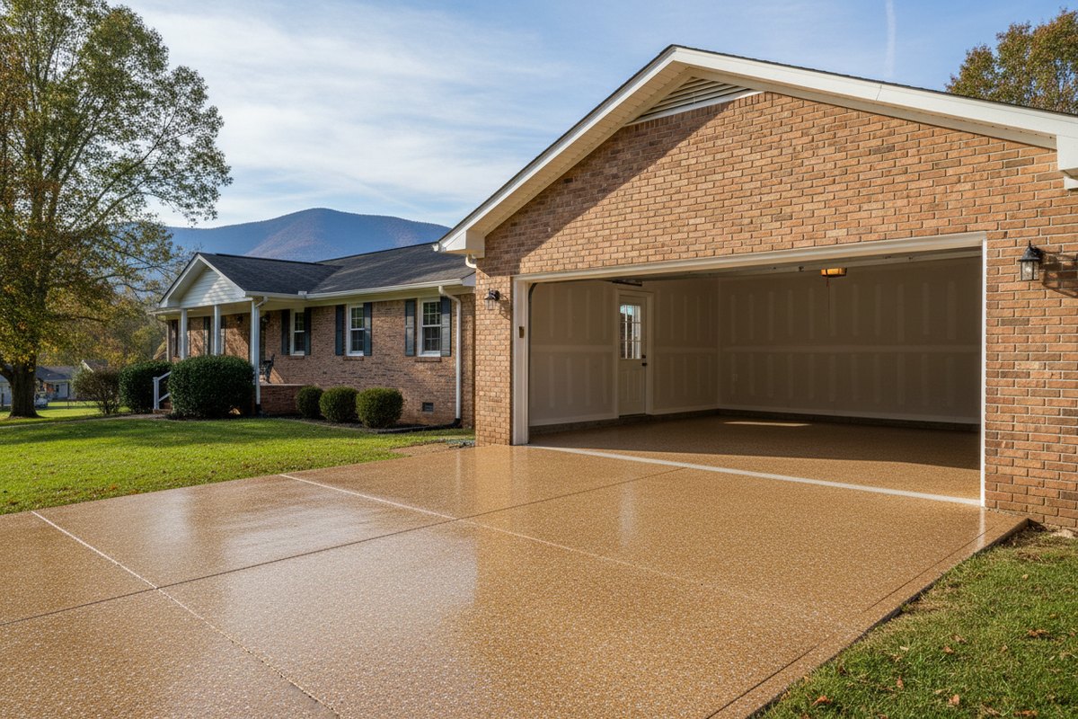 Epoxy-coated garage floor at a Maryville, TN home