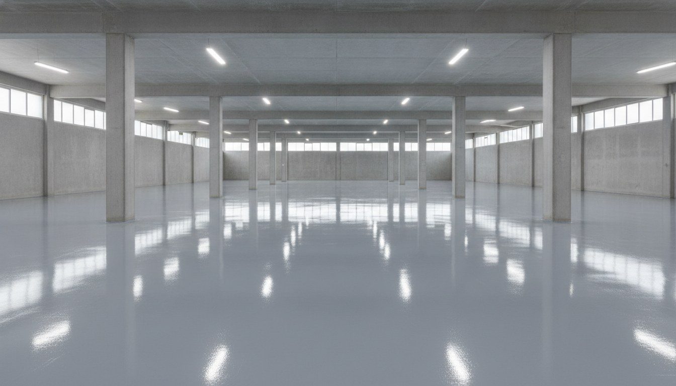 Commercial warehouse floor with seamless epoxy coating