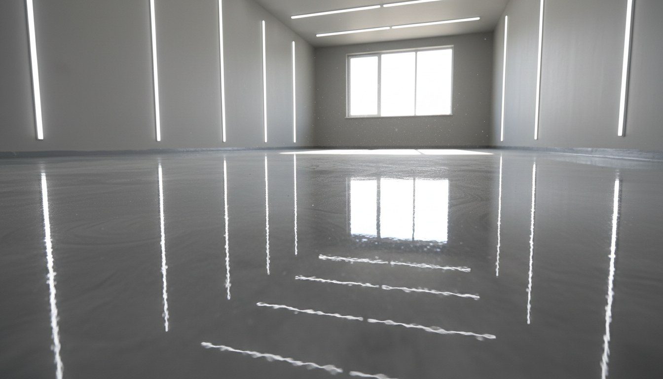 Fast-curing polyaspartic floor coating with glossy finish
